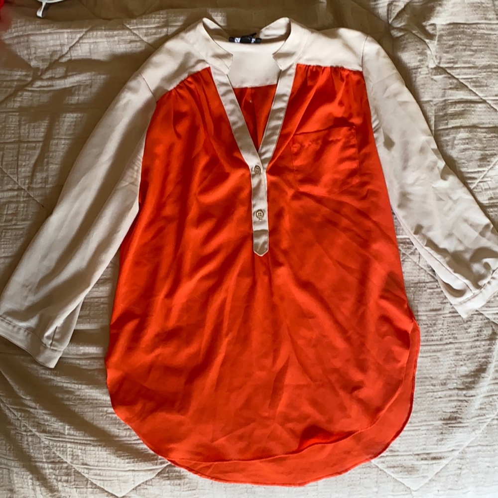A.Byer Tan and orange dress shirt
